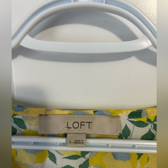 LOFT Yellow and Blue Floral Ruffled 3/4 Sleeve Blouse - Picture 7 of 7